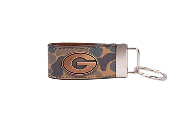 Georgia Bulldogs Old School Camo Leather Loop Keychain.