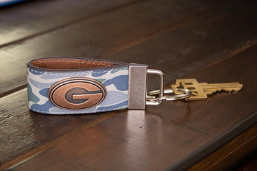 Georgia Bulldogs Old School Camo Leather Loop Keychain.