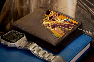 Mallard Men's Bifold Woven Patch Leather Wallet.