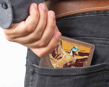 Mallard Men's Bifold Woven Patch Leather Wallet.