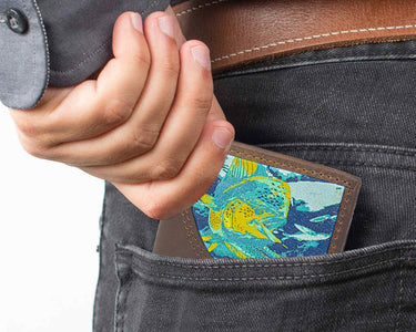 Dolphin Mahi Men's Bifold Woven Patch Leather Wallet.