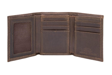 Buck Men's Trifold Woven Patch Leather Wallet.