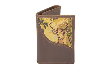 Buck Men's Trifold Woven Patch Leather Wallet.