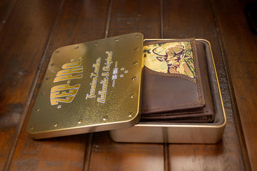 Buck Men's Trifold Woven Patch Leather Wallet.