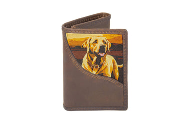 Lab Men's Trifold Woven Patch Leather Wallet.