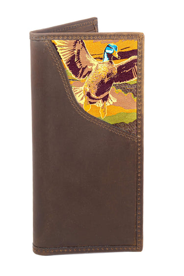 Mallard Men's Secretary Tall Woven Patch Leather Wallet.
