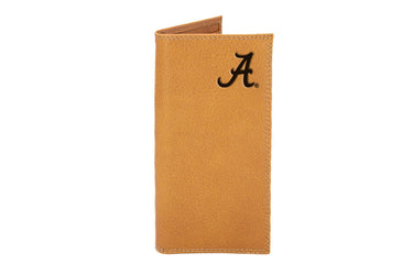 Alabama Crimson Tide Collegiate Embossed Leather Wallet – Tan or Gray – Bifold, Trifold & Tall Roper Styles.