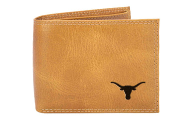 Texas Longhorns Collegiate Embossed Leather Wallet – Tan or Gray – Bifold, Trifold & Tall Roper Styles.