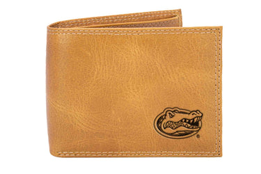 Florida Gators Collegiate Embossed Leather Wallet – Tan or Gray – Bifold, Trifold & Tall Roper Styles.