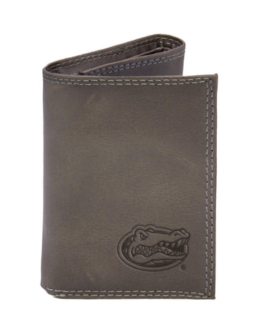 Florida Gators Collegiate Embossed Leather Wallet – Tan or Gray – Bifold, Trifold & Tall Roper Styles.