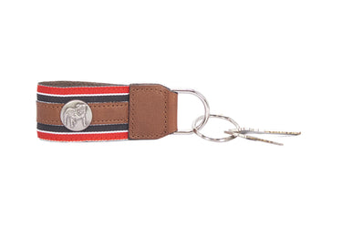 Georgia Bulldogs Collegiate Grosgrain Ribbon Key Chain with Leather Accent and Silver Emblem.