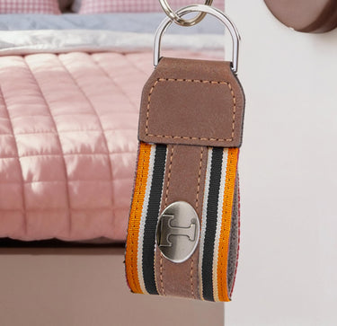 Tennessee Vols Collegiate Grosgrain Ribbon Key Chain with Leather Accent and Silver Emblem.
