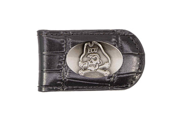 ECU Pirates Leather Magnetic Money Clip Wallet - Silver Emblem Fan Gift - 6 Colors
