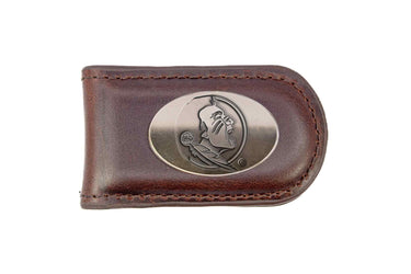 Florida State Seminoles Leather Magnetic Money Clip Wallet - Silver Emblem Fan Gift - 6 Colors