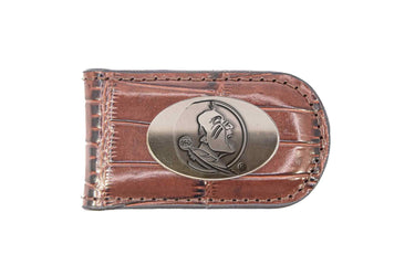 Florida State Seminoles Leather Magnetic Money Clip Wallet - Silver Emblem Fan Gift - 6 Colors