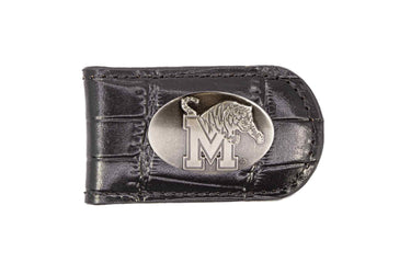 Memphis Tigers Leather Magnetic Money Clip Wallet - Silver Emblem Fan Gift - 6 Colors
