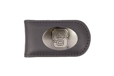North Carolina State Wolfpack Leather Magnetic Money Clip Wallet - Silver Emblem Fan Gift - 6 Colors