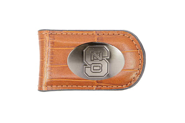 North Carolina State Wolfpack Leather Magnetic Money Clip Wallet - Silver Emblem Fan Gift - 6 Colors