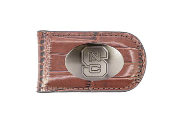 North Carolina State Wolfpack Leather Magnetic Money Clip Wallet - Silver Emblem Fan Gift - 6 Colors