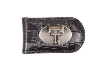 Texas Tech Red Raiders Leather Magnetic Money Clip Wallet - Silver Emblem Fan Gift - 6 Colors