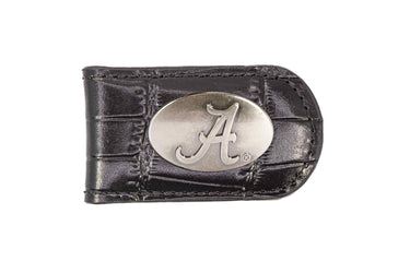 Alabama Crimson Tide Leather Magnetic Money Clip Wallet - Silver Emblem Fan Gift - 6 Colors