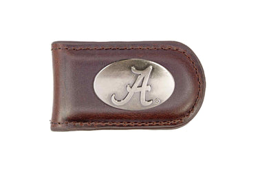 Alabama Crimson Tide Leather Magnetic Money Clip Wallet - Silver Emblem Fan Gift - 6 Colors