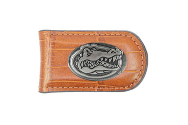 Florida Gators Leather Magnetic Money Clip Wallet - Silver Emblem Fan Gift - 6 Colors