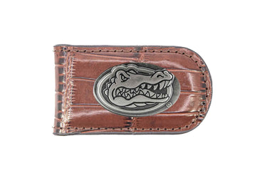 Florida Gators Leather Magnetic Money Clip Wallet - Silver Emblem Fan Gift - 6 Colors