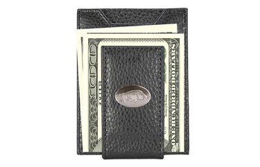 Arkansas Razorbacks Pebble Grain Leather Wallet – Bifold, Trifold, Tall Roper & Slim Front Pocket – Black or Brown – Executive Style