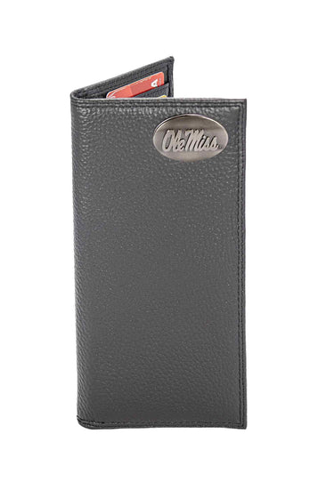 Ole Miss Rebels Pebble Grain Leather Wallet – Bifold, Trifold, Tall Roper & Slim Front Pocket – Black or Brown – Executive Style