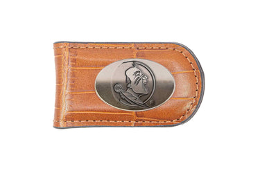 Florida State Seminoles Leather Magnetic Money Clip Wallet - Silver Emblem Fan Gift - 6 Colors