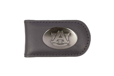 Auburn Tigers Leather Magnetic Money Clip Wallet - Silver Emblem Fan Gift - 6 Colors