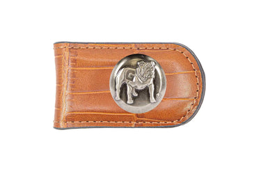 Georgia Bulldogs Leather Magnetic Money Clip Wallet - Silver Emblem Fan Gift - 6 Colors