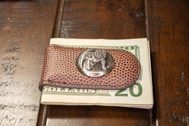 Georgia Bulldogs Leather Magnetic Money Clip Wallet - Silver Emblem Fan Gift - 6 Colors