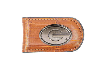 Georgia Bulldogs Leather Magnetic Money Clip Wallet - Silver Emblem Fan Gift - 6 Colors