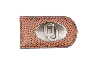 Oklahoma Sooners Leather Magnetic Money Clip Wallet - Silver Emblem Fan Gift - 6 Colors