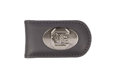 South Carolina Gamecocks Leather Magnetic Money Clip Wallet - Silver Emblem Fan Gift - 6 Colors