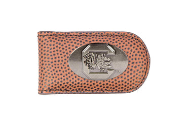 South Carolina Gamecocks Leather Magnetic Money Clip Wallet - Silver Emblem Fan Gift - 6 Colors