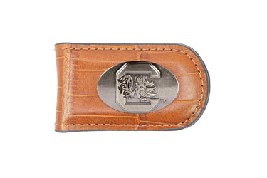 South Carolina Gamecocks Leather Magnetic Money Clip Wallet - Silver Emblem Fan Gift - 6 Colors