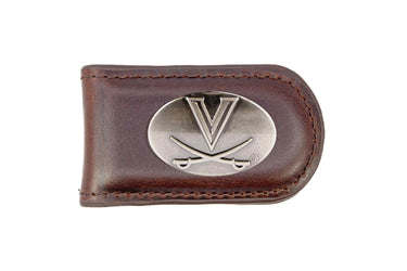 Virginia Cavaliers Leather Magnetic Money Clip Wallet - Silver Emblem Fan Gift - 6 Colors