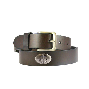 Anchor Kids Leather Brown Belt – Youth Fishing Belt with Emblem S-XL