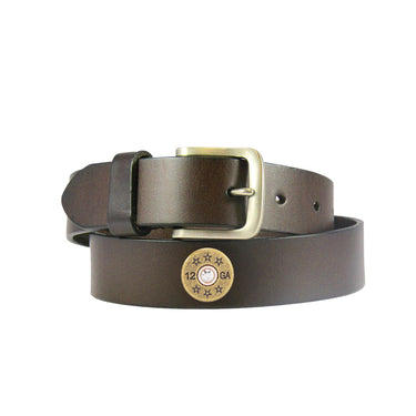 Shotshell Kids Leather Brown Belt – Youth Fishing Belt with Emblem S-XL