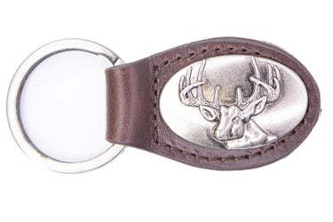 Buck Leather Keychain - Brown or Black Leather Key Ring - Gift for Him
