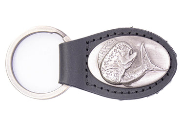 Dolphin Mahi Leather Keychain - Brown or Black Leather Key Ring - Gift for Him