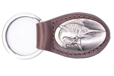 Marlin Leather Keychain - Brown or Black Leather Key Ring - Gift for Him