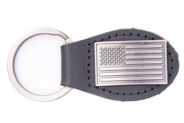 American Flag Leather Keychain - Brown or Black Leather Key Ring - Gift for Him