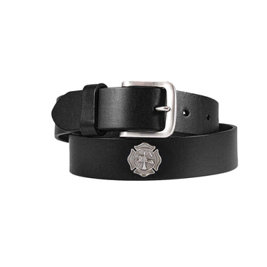 Maltese Cross Leather Belt for Men – Brown Full Grain Casual Fireman Belt