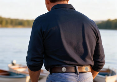 Maltese Cross Leather Belt for Men – Brown Full Grain Casual Fireman Belt