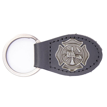 Maltese Cross Leather Keychain - Brown or Black Leather Key Ring - Gift for Him