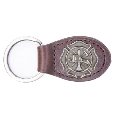 Maltese Cross Leather Keychain - Brown or Black Leather Key Ring - Gift for Him